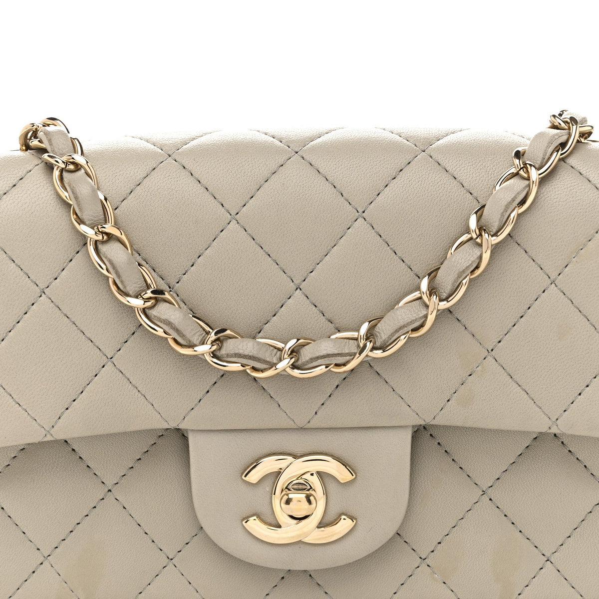 Mini Quilted Lambskin Flap Shoulder Bag - Tan