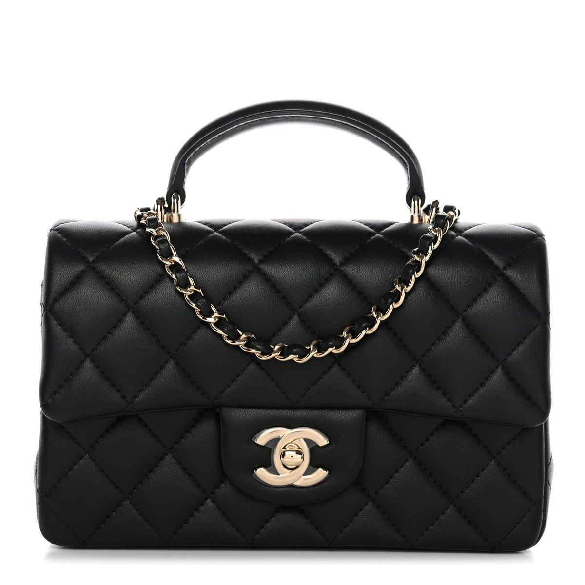 Mini Quilted Lambskin Flap Shoulder Bag - Tan