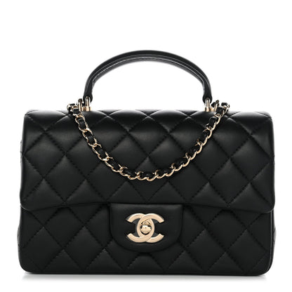 Mini Quilted Lambskin Flap Shoulder Bag - Tan
