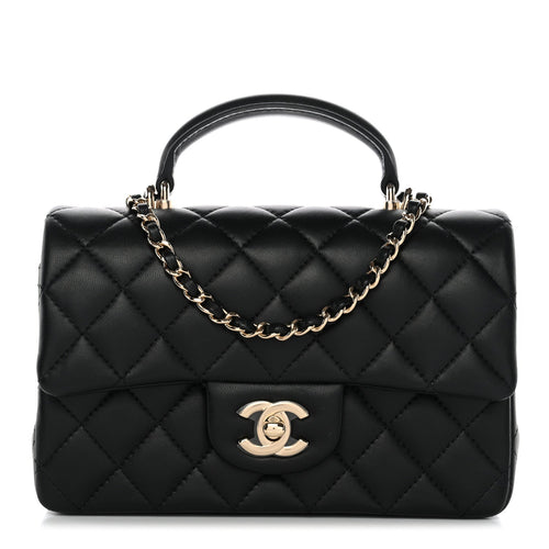Mini Quilted Lambskin Flap Shoulder Bag - Tan