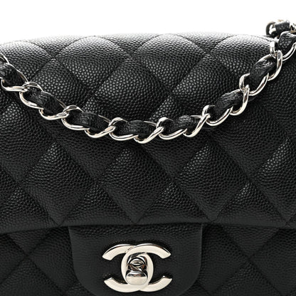Mini Quilted Caviar Flap Shoulder Bag - Tan