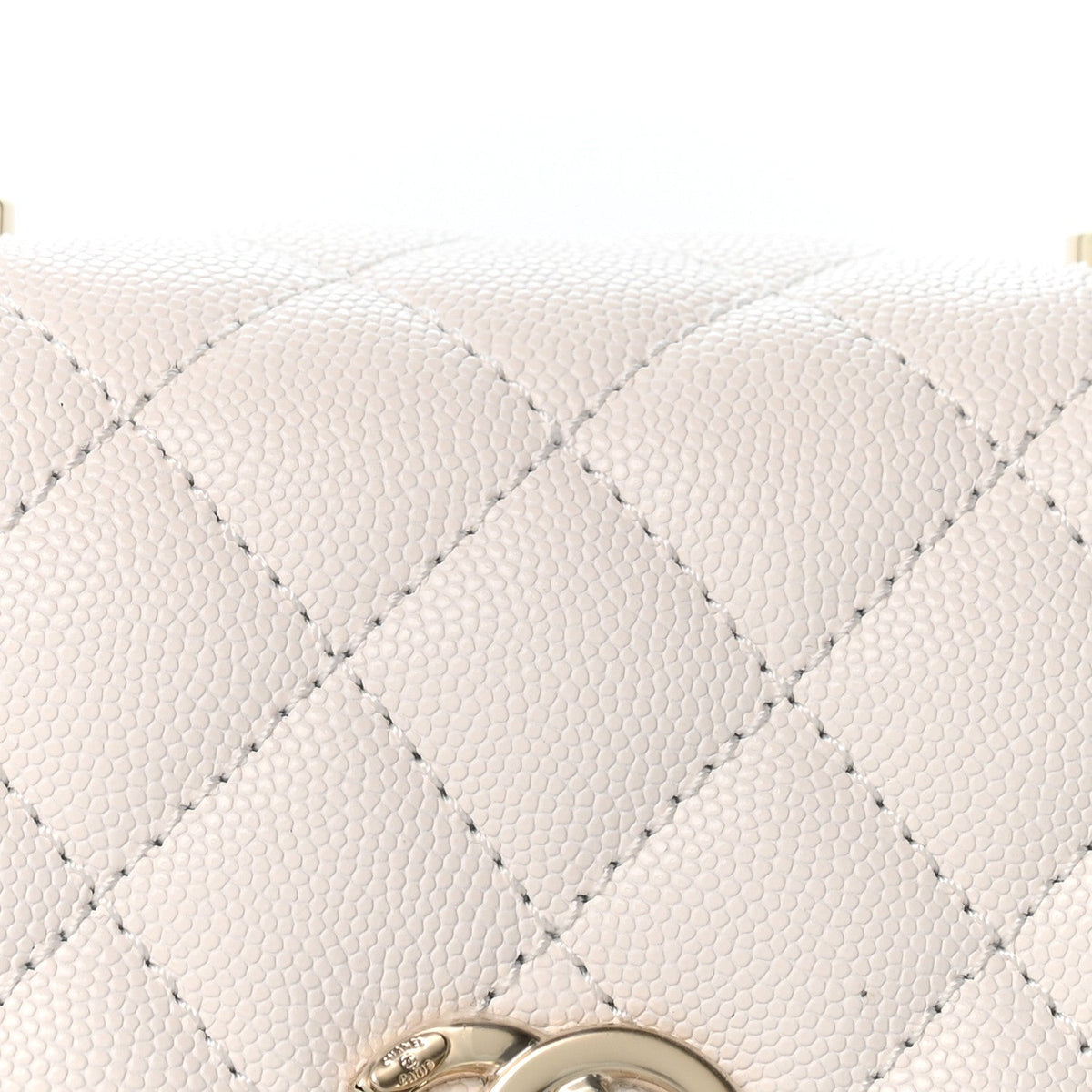 Mini Quilted Caviar Flap Shoulder Bag - White