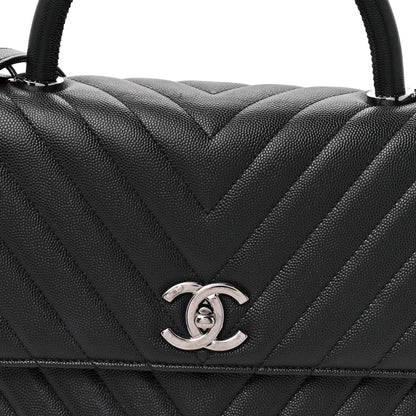 Medium Quilted Caviar Flap Shoulder Bag - Black