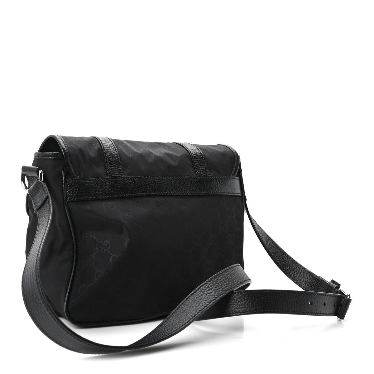 Nylon Flap Shoulder Bag - Black