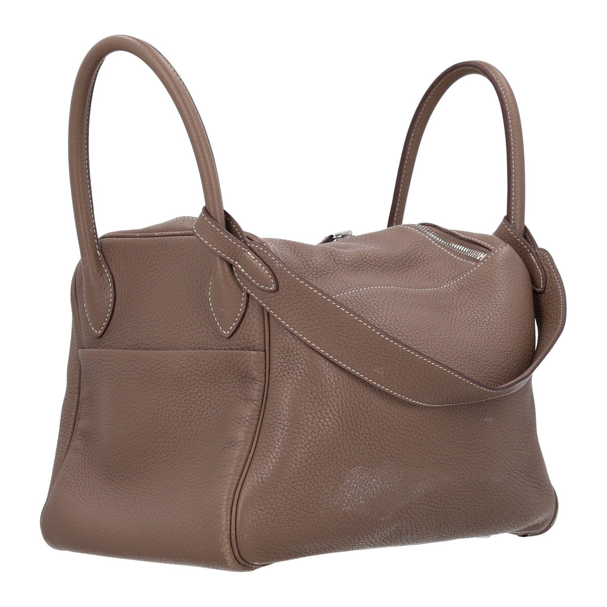 Taurillon Clemence Lindy 30 Etoupe Handbag
