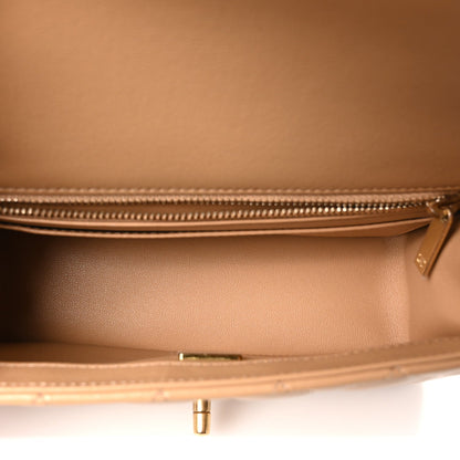 Mini Quilted Lambskin Flap Shoulder Bag - Tan