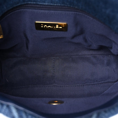 Medium Quilted Flap Shoulder Bag - Blue