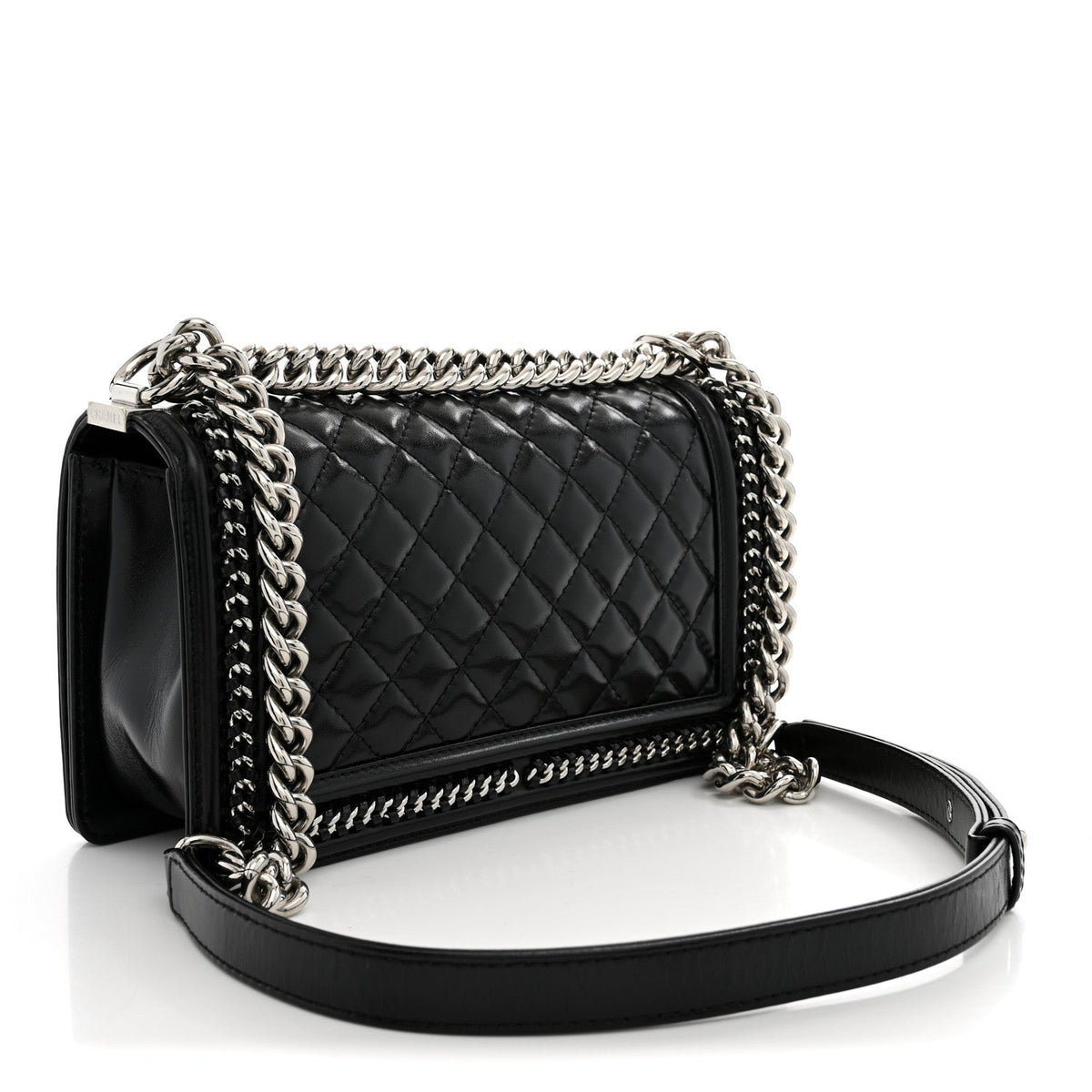 Medium Quilted Calfskin Flap Shoulder Bag - Black