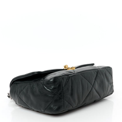 Medium Quilted Goatskin Flap Shoulder Bag - Black