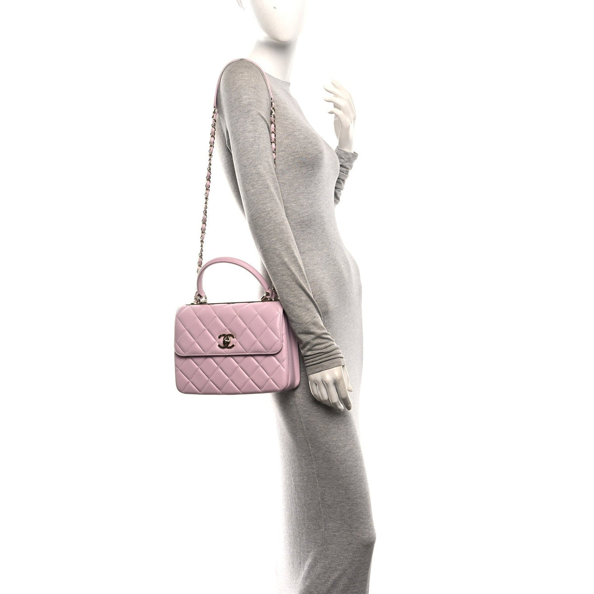 Small Quilted Lambskin Flap Shoulder Bag - Pink
