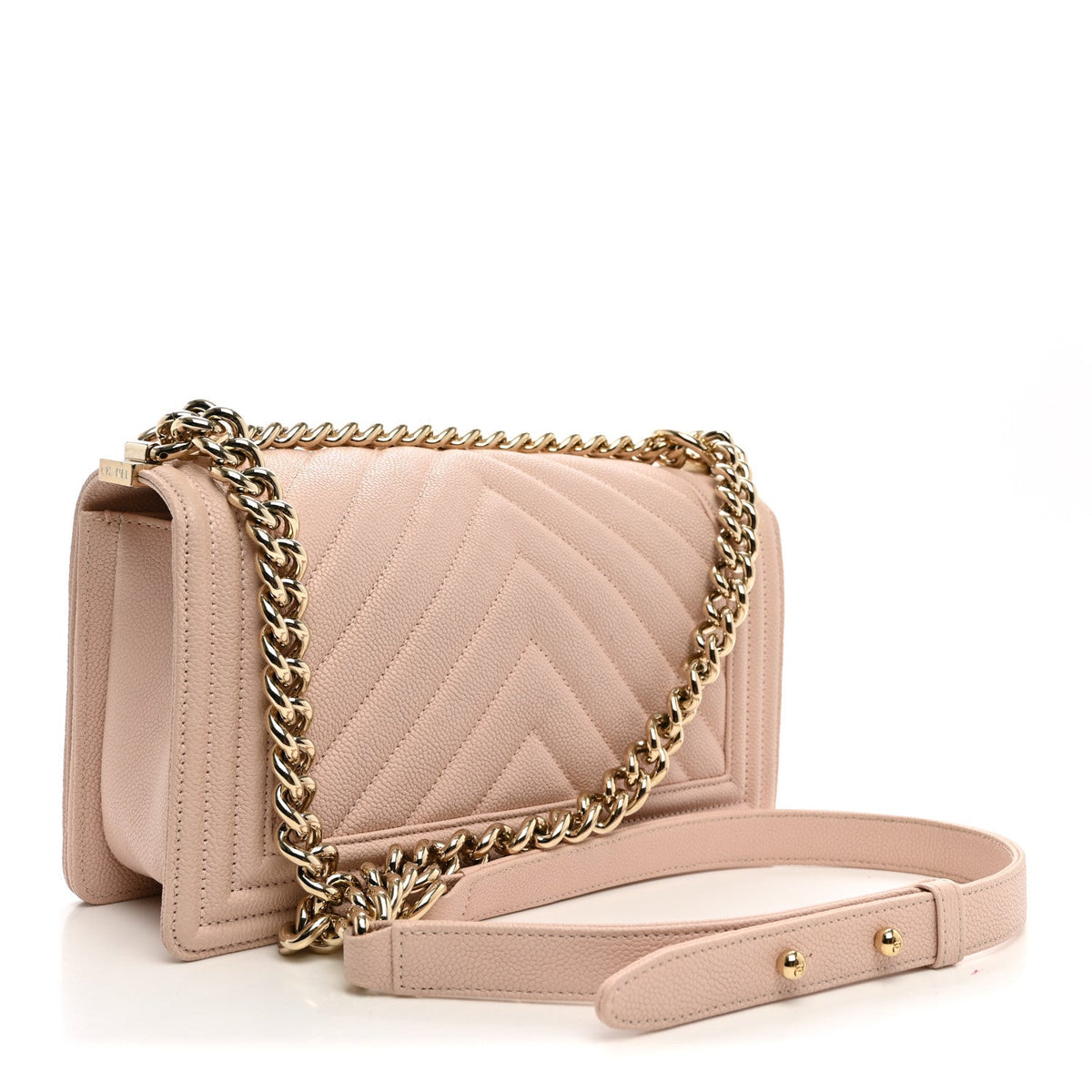 Medium Quilted Caviar Flap Shoulder Bag - Pink