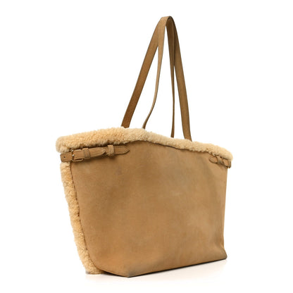 Medium Suede Shearling Handbag - Natural
