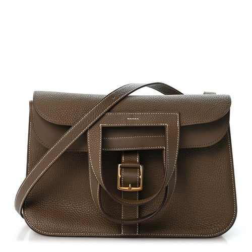Taurillon Clemence Halzan 31 Gm Etoupe Handbag