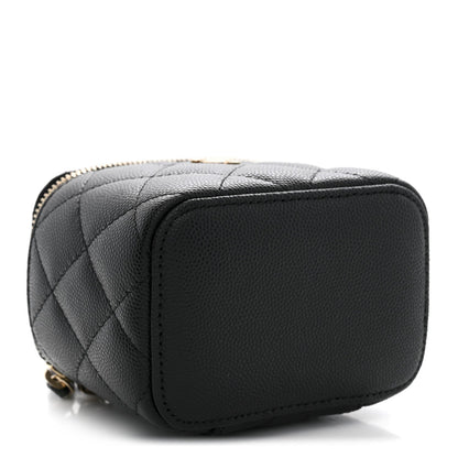 Mini Quilted Caviar Handbag - Black