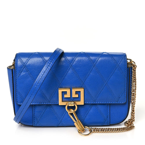 Mini Quilted Goatskin Handbag - Blue