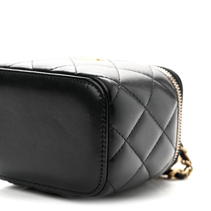 Mini Quilted Lambskin Handbag - Black