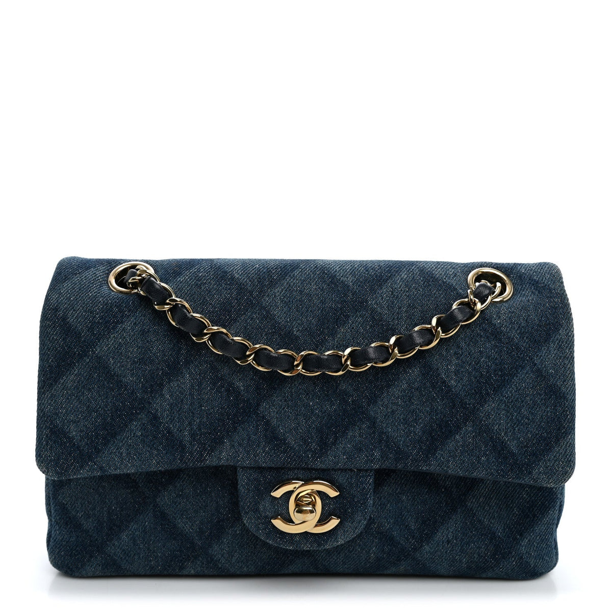 Small Quilted Flap Shoulder Bag - Light Blue