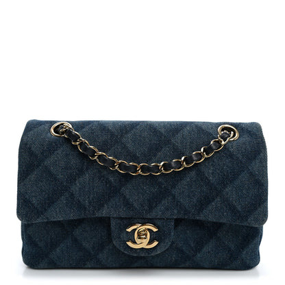 Small Quilted Flap Shoulder Bag - Light Blue