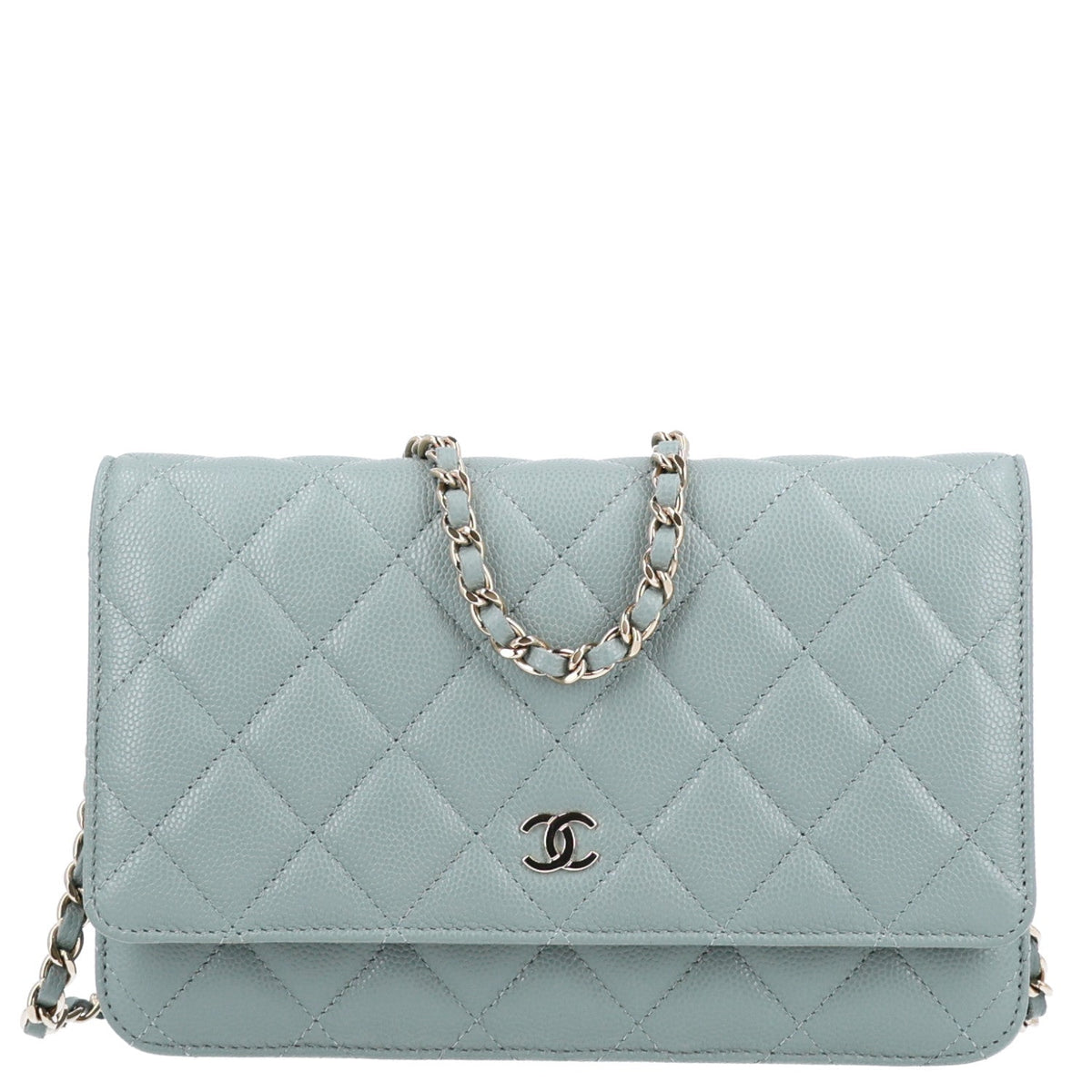 Quilted Caviar Wallet Bag - Grey