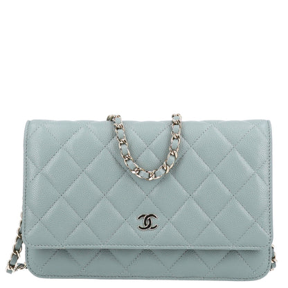 Quilted Caviar Wallet Bag - Grey