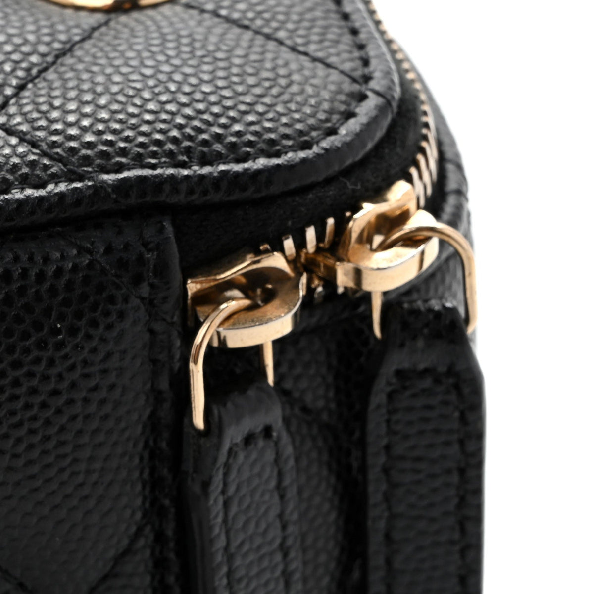 Mini Quilted Caviar Handbag - Black