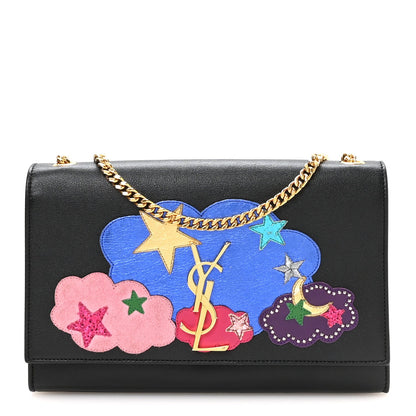 Medium Lambskin Satchel Bag - Black