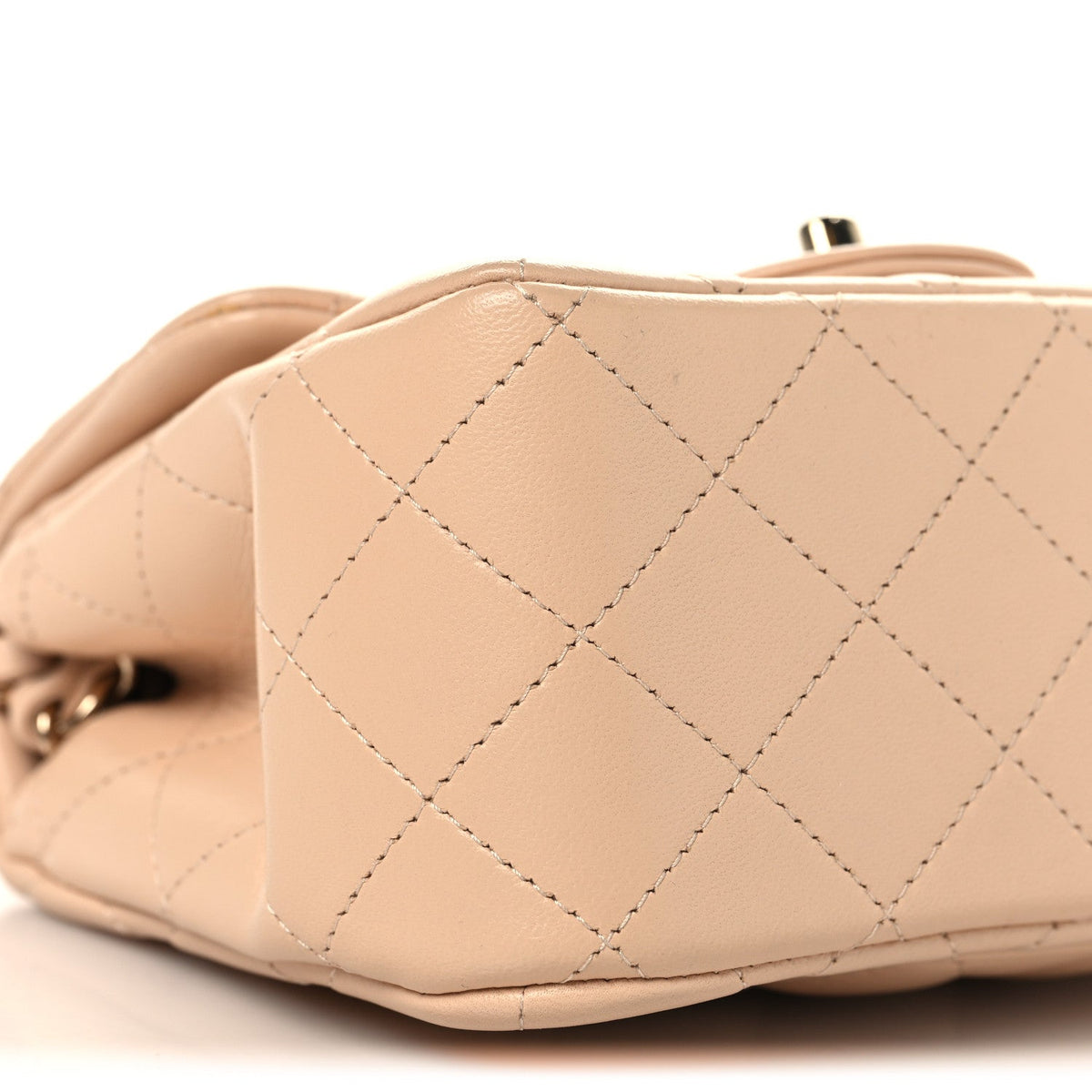 Mini Quilted Lambskin Flap Shoulder Bag - Beige