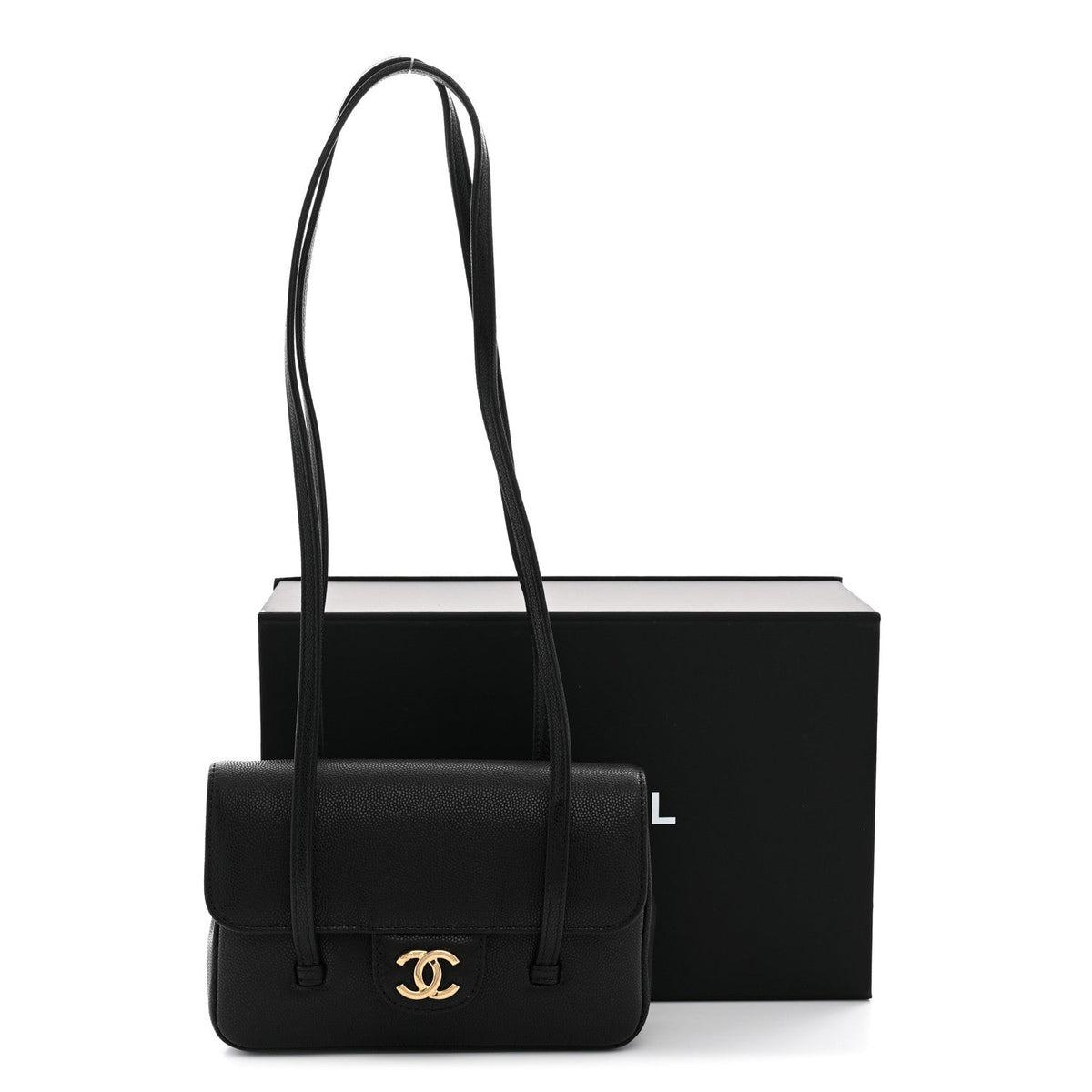 Mini Caviar Shoulder Bag - Black