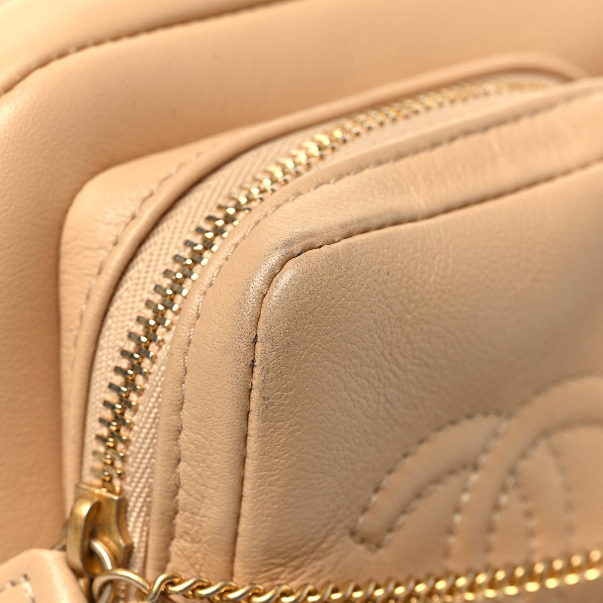 Small Quilted Calfskin Handbag - Beige