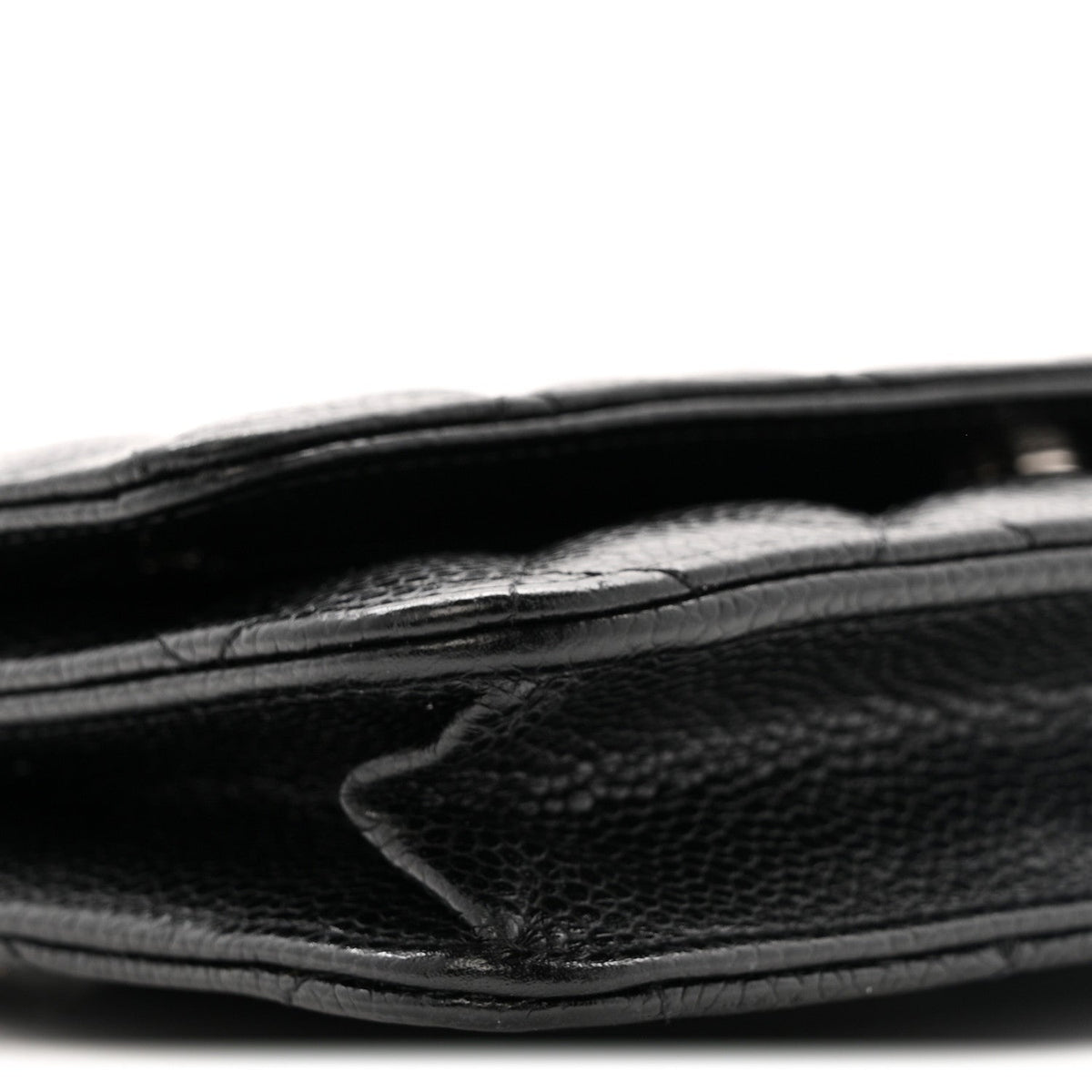 Quilted Caviar Wallet Bag - Black