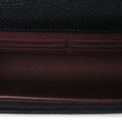Quilted Caviar Wallet Bag - Black