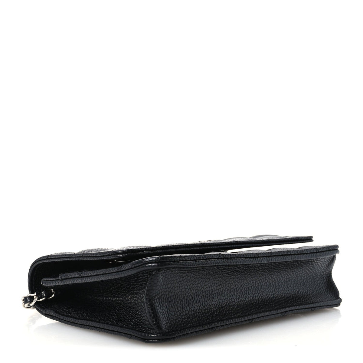 Quilted Caviar Wallet Bag - Black