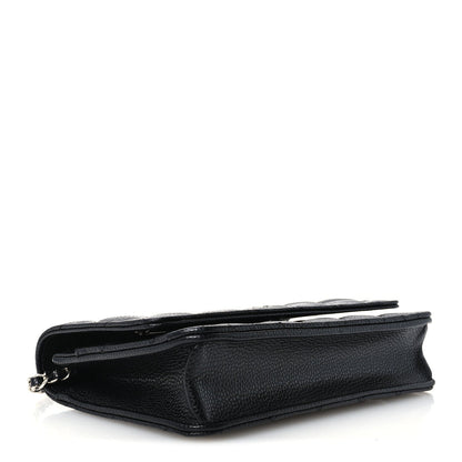 Quilted Caviar Wallet Bag - Black