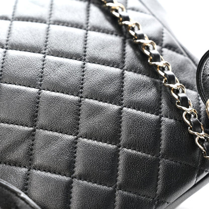 Medium Quilted Caviar Backpack - Black