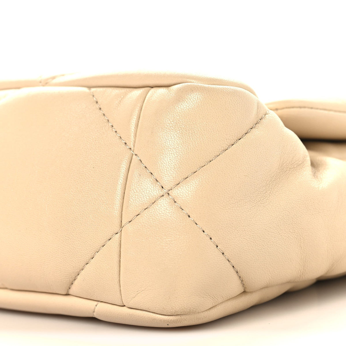 Medium Quilted Lambskin Flap Shoulder Bag - Beige