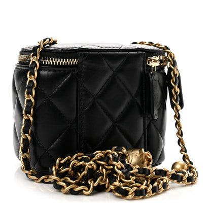 Mini Quilted Lambskin Handbag - Black