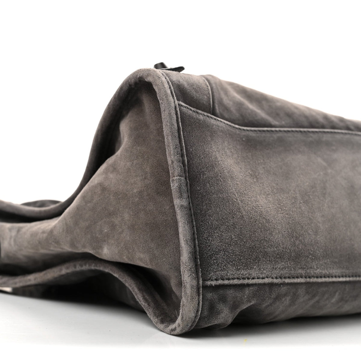 Medium Calfskin Suede Handbag - Grey