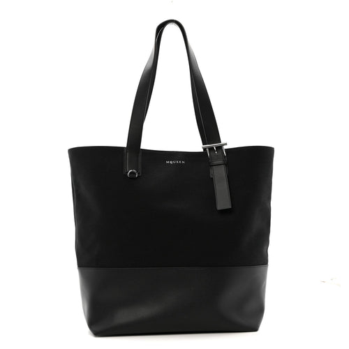 Calfskin Canvas Handbag - Black