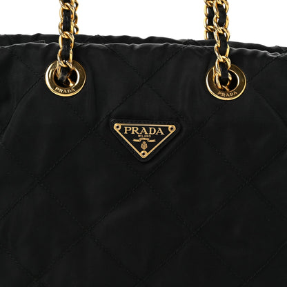 Quilted Nylon Tote Bag - Black