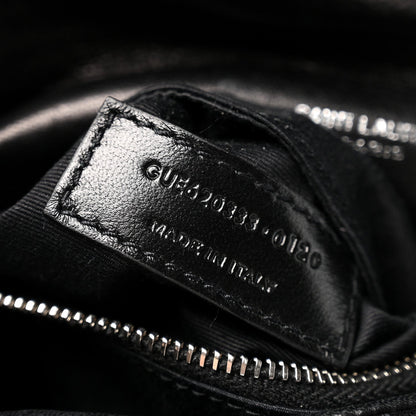 Quilted Lambskin Satchel Bag - Black