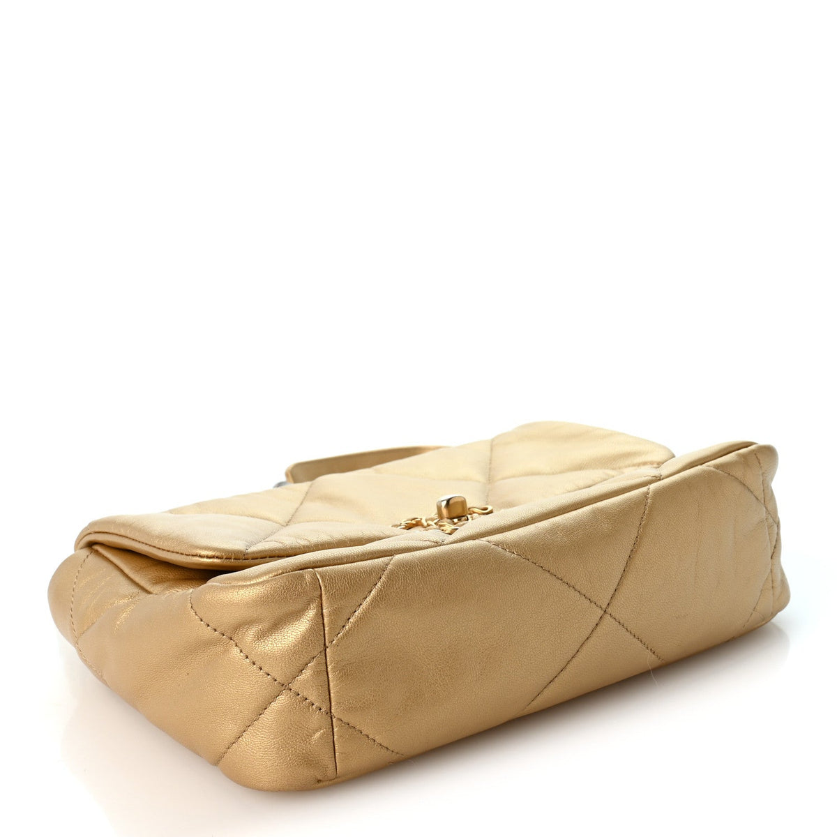 Medium Quilted Goatskin Flap Shoulder Bag - Gold