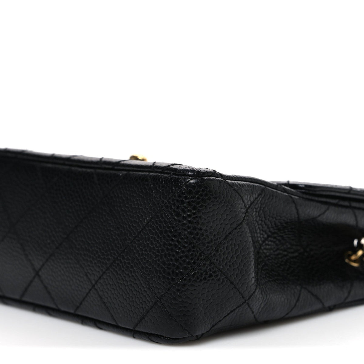 Mini Quilted Caviar Flap Shoulder Bag - Black
