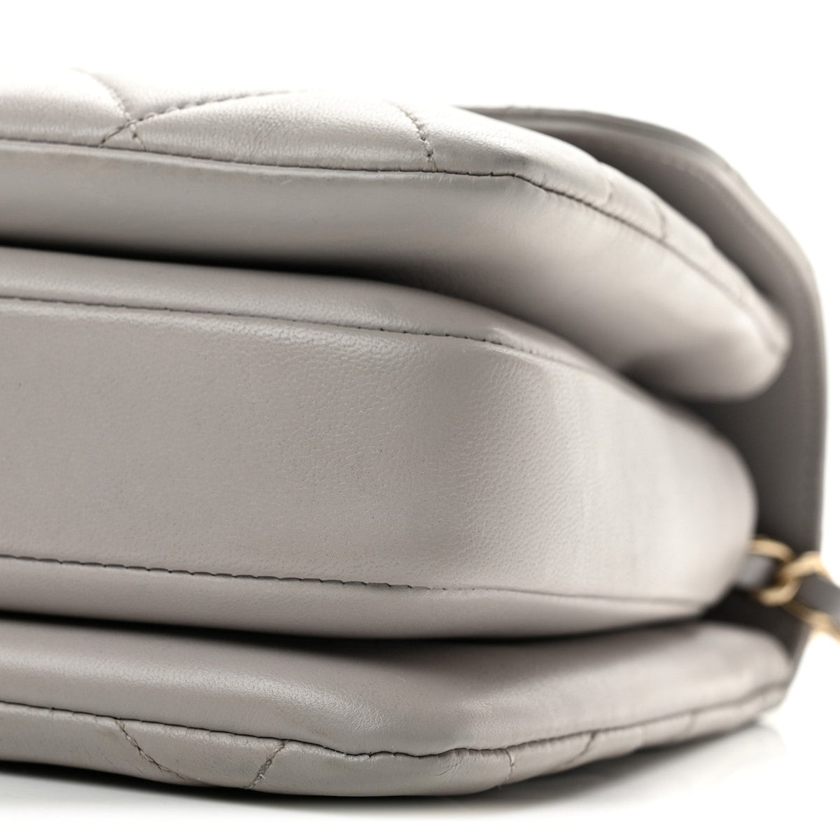 Small Quilted Lambskin Flap Shoulder Bag - Grey