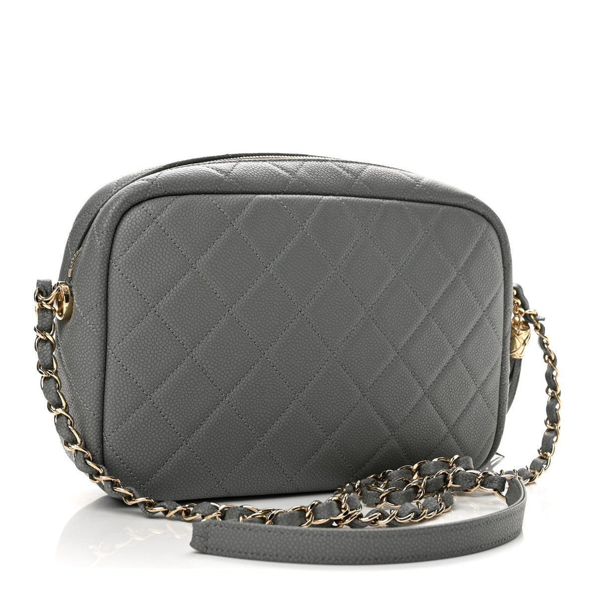 Small Quilted Caviar Handbag - Grey
