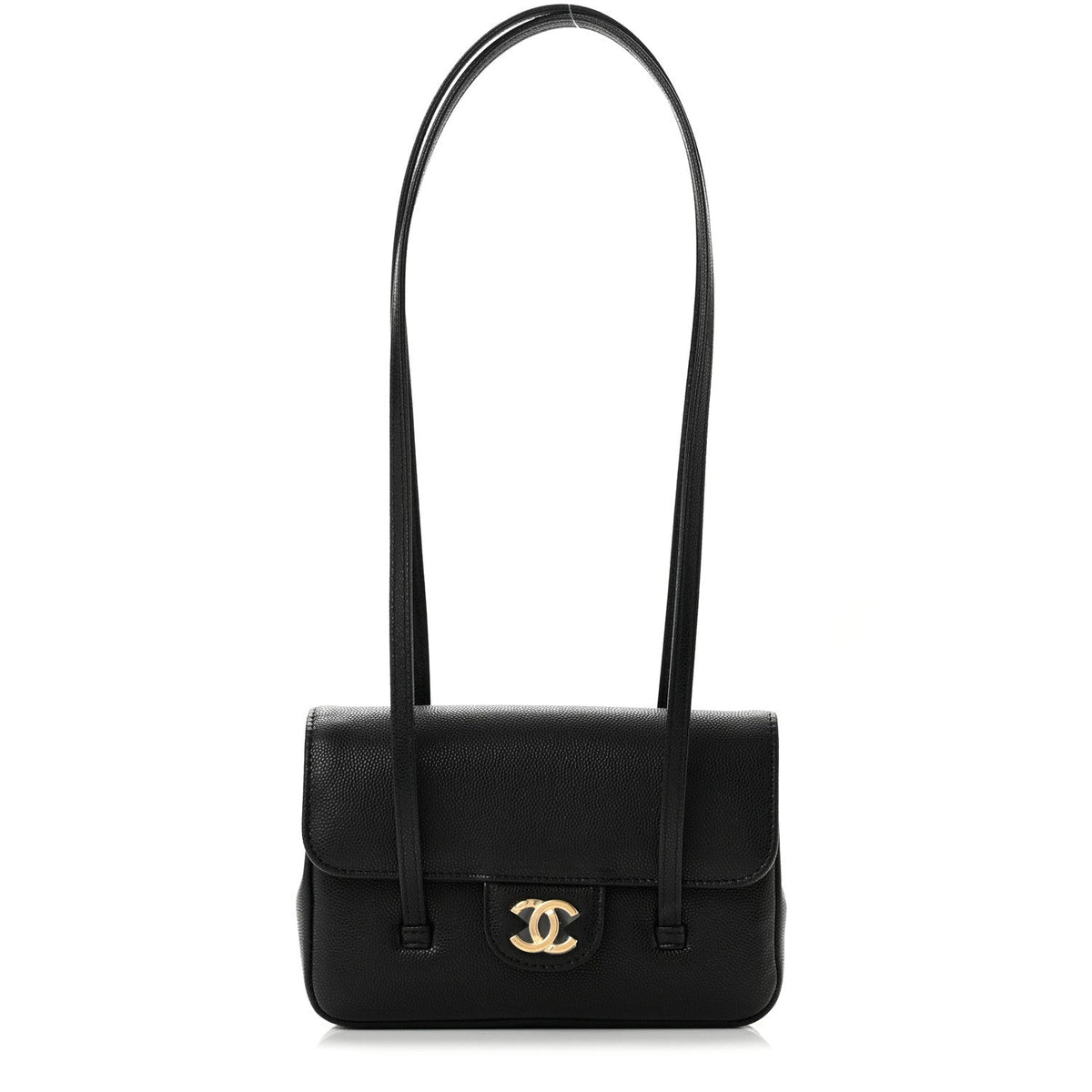 Mini Caviar Shoulder Bag - Black