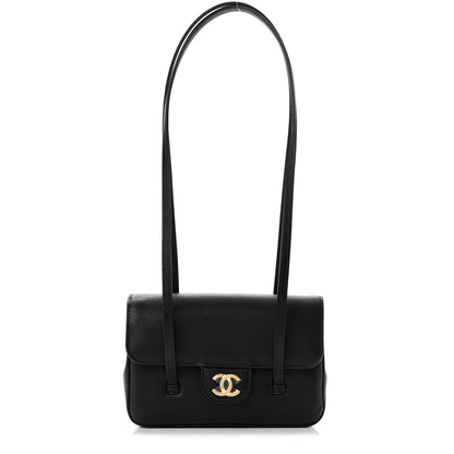 Mini Caviar Shoulder Bag - Black