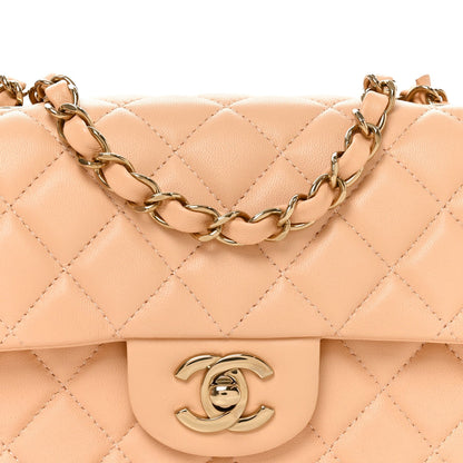 Mini Quilted Lambskin Flap Shoulder Bag - Tan