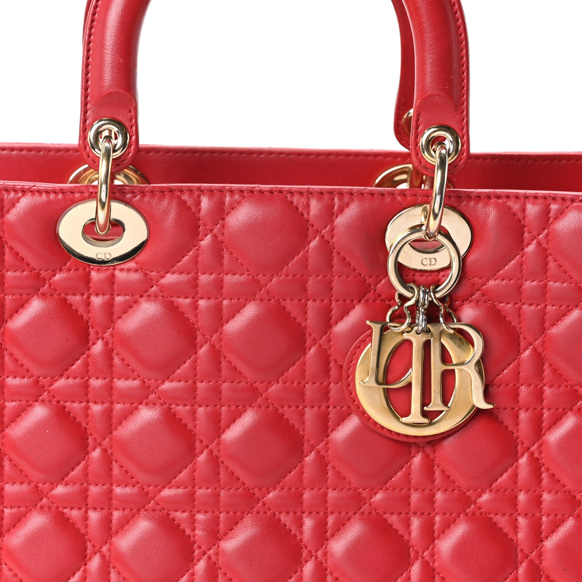 Large Lambskin Handbag - Red