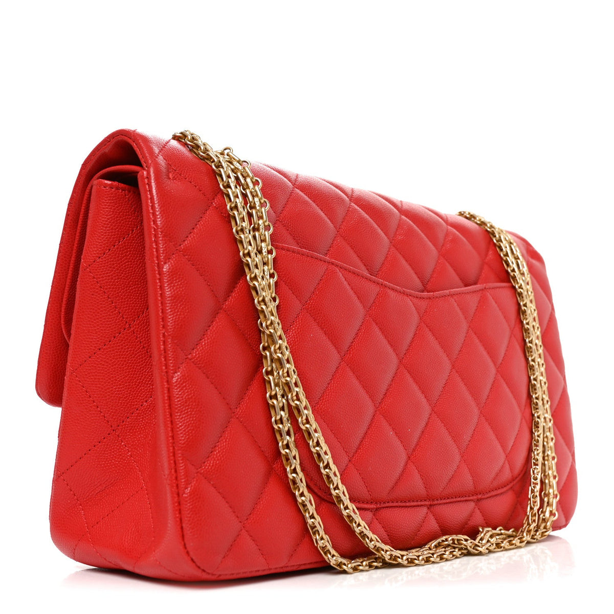Quilted Caviar Flap Shoulder Bag - Red
