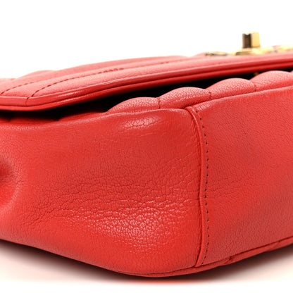 Medium Quilted Goatskin Flap Shoulder Bag - Red